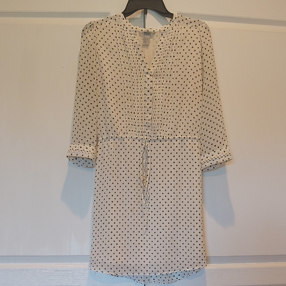 H&M Cream and Black Sundress with Bishop Sleeves